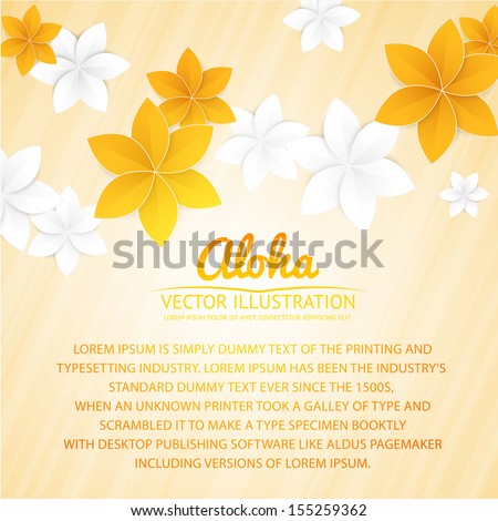 Abstract background with paper flowers and place for text. Vector illustration.