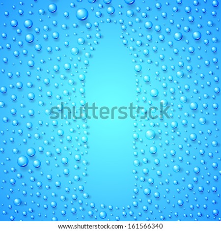 Bottle of water and water drops.  illustration.