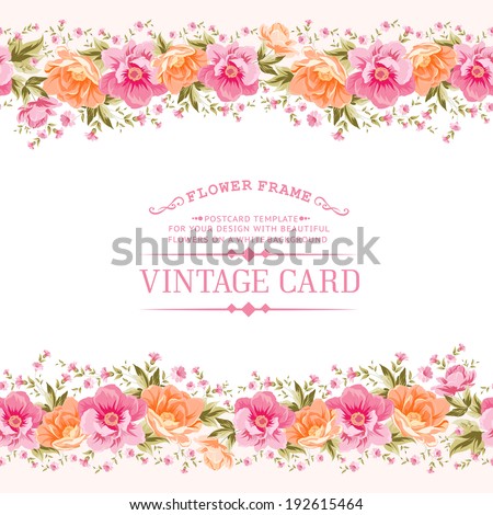 Border of flowers in vintage style