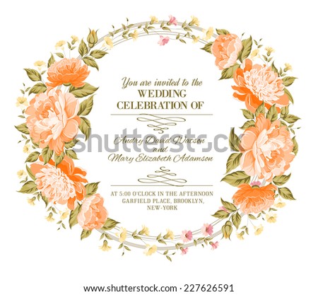 Luxurious vintage frame of color peony label Vector illustration Luxurious vintage frame of color peony label Vector illustration