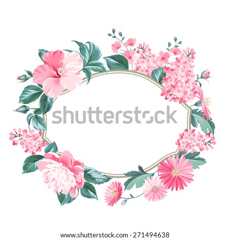 Flower frame for your custom decorative design. Vector illustration.