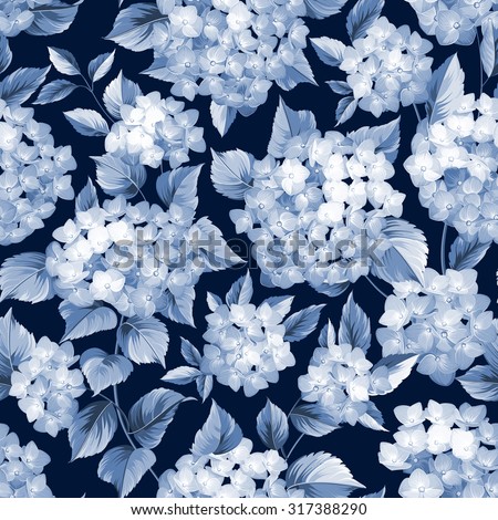 Flower pattern. Hydrangea flowers. Seamless texture
