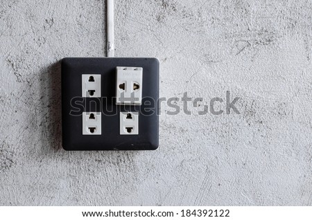 Plaster wall socket , Black cement wall outlet ,Electrical outlet cement wall  , Black Electrical outlet , Black power, Black plug