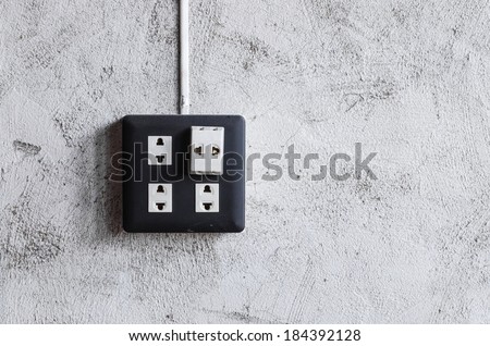 Plaster wall socket , Black cement wall outlet ,Electrical outlet cement wall  , Black Electrical outlet , Black power, Black plug