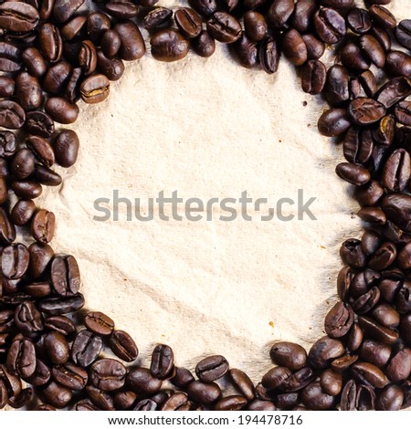 Coffee beans on the tissue spaces , Coffee beans spaces , Coffee beans vintage