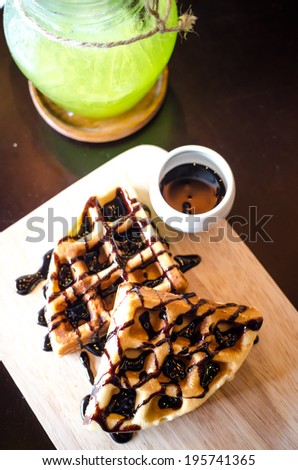 Chocolate waffles , Waffles,chocolate and green juice