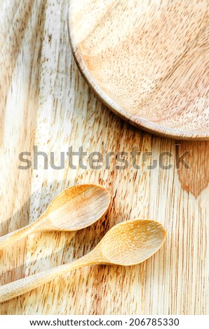 Dish and spoon wooden , Wooden Dish spoon shallow depth , cookware wooden
