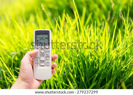 Hand held remote control direct to glass outdoor set temperature at 25 degree , controls  imagine the weather
