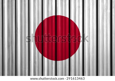 The concept of national flag on metal container pattern background ,Japan