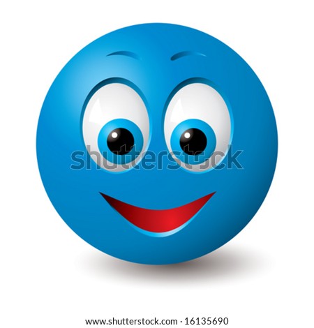 Emoticons Happy Face. blue smiley face (CMYK