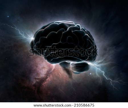 Brain inter-connected with the universe - conceptual digital art (Texture maps for 3D from NASA)
