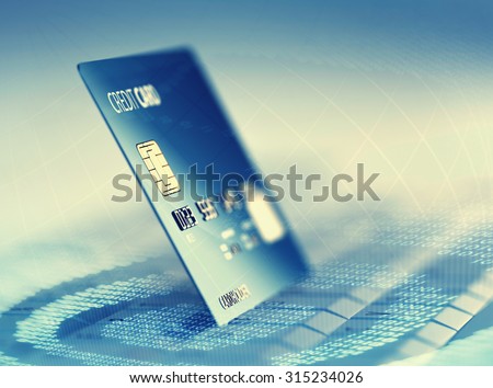 Global electronic internet credit card payment and commerce (3D render)