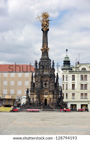 Holy Trinity Column (inscribe in UNESCO heritage list) on Upper square in city Olomouc, Czech republic