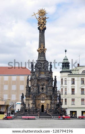 Holy Trinity Column (inscribe in UNESCO heritage list) on Upper square in city Olomouc, Czech republic