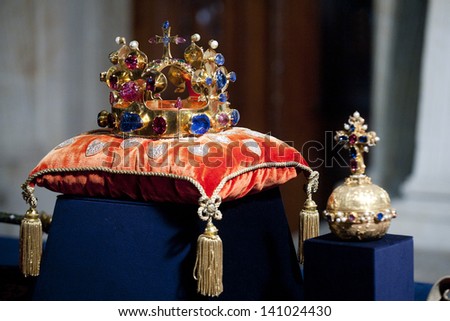 Prague - May 9: Czech Crown Jewels During Opening Ceremony Of Exhibition In Prague Castle, Czech Republic, May 9, 2013