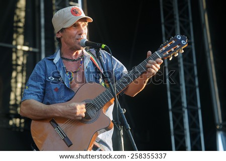 HRADEC KRALOVE - JULY 3: French singer Manu Chao during his performance on festival Rock for People in Hradec Kralove, Czech republic, July 3, 2014.