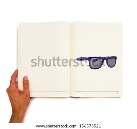 Glasses printed on white book