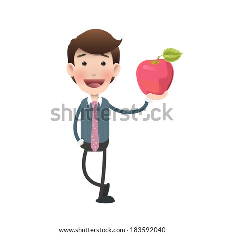 Businessman holding a fruit over white background. Vector design.