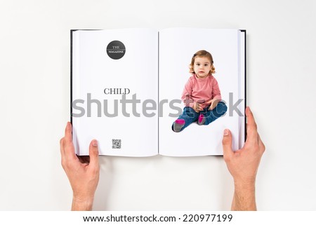 Cute baby girl printed on book