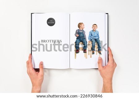 Kids sitting on a wooden chair printed on book