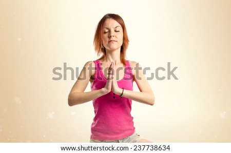 woman zen over ocher background