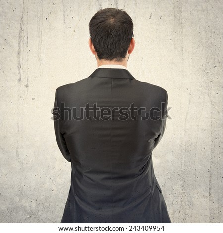 businessman back over isolated white background