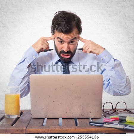 frustrated businessman in his office