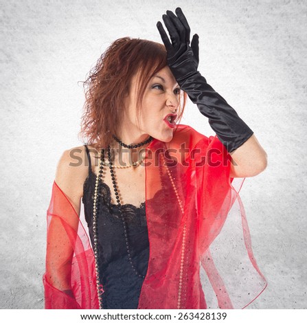 Woman in cabaret style having doubts