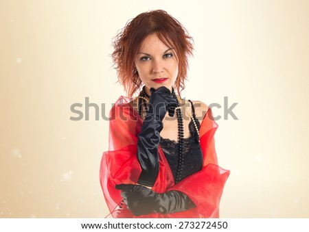 Woman in cabaret style thinking