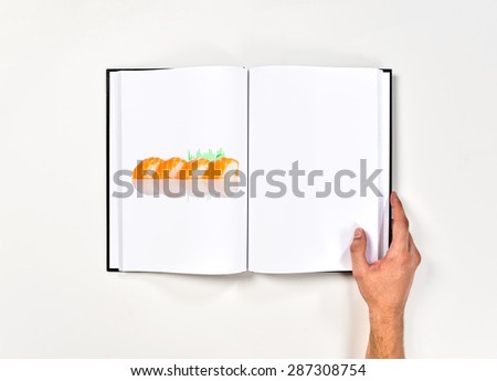 Sushi food printed on book