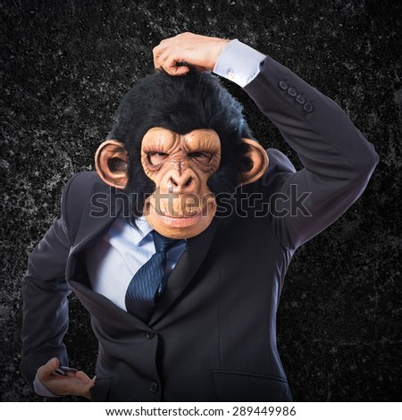 Monkey man over textured background