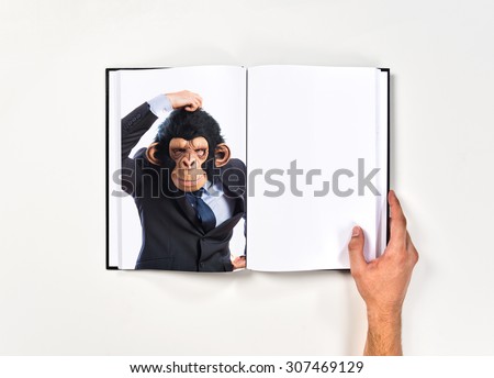 Monkey man printed on book