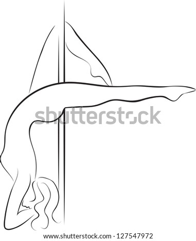 Pole dancer woman silhouette.
