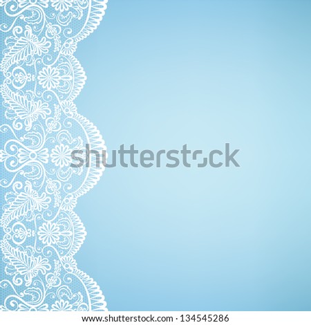 Template for wedding, invitation or greeting card with lace fabric background