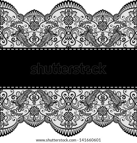 Template for wedding, invitation or greeting card with lace border