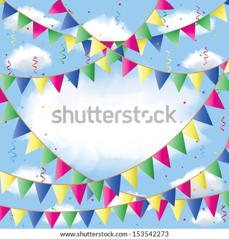 Background with bunting flag decorations in sky