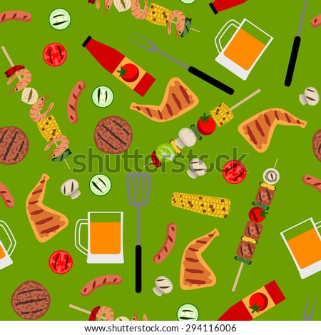 Seamless background with barbecue food. BBQ party