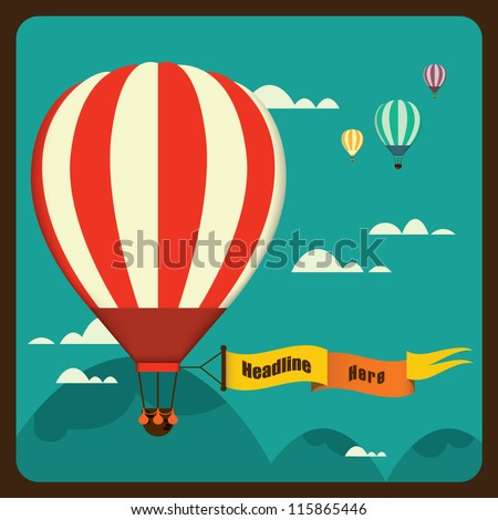 hot air balloon in the sky vector/ illustration / background/ greeting card