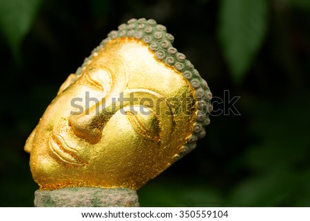 Buddha image face in close-up style