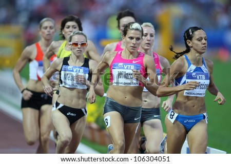 THESSALONIKI, GREECE - SEPT 12:Athletes compete the women\'s 800m final at the IAAF 2009 World Athletics Final on September 12, 2009 in Kaftatzoglio stadium,Thessaloniki,Greece
