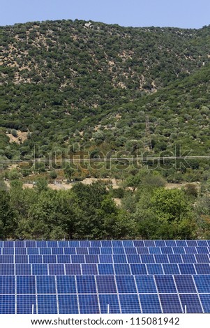 KAVALA,GREECE - AUG,20: Photovoltaic panels solar field on August 20, 2012 in Kavala, Greece.