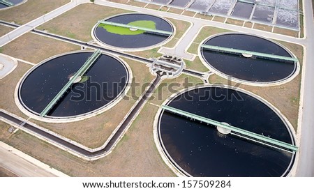 aerial view of Thessaloniki city sewage treatment plant
