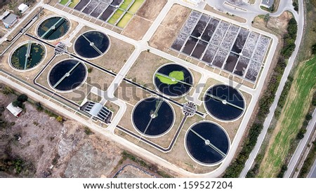 Aerial view of Thessaloniki city sewage treatment plant