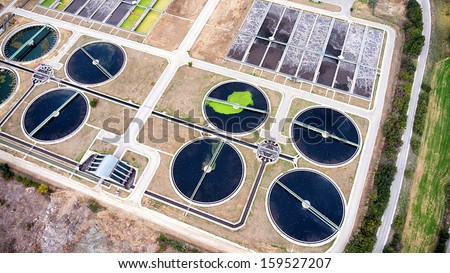 Aerial view of Thessaloniki city sewage treatment plant