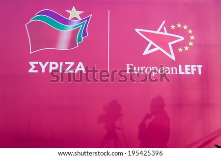 THESSALONIKI, GREECE - MAY 21, 2014: Syriza party logo with official logo of the European Left on May 21, 2014 in Thessaloniki, Greece.