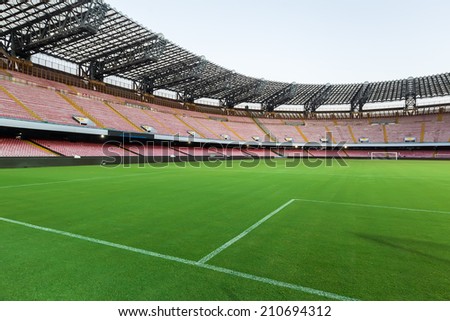 NAPLES, ITALY- AUGUST 2, 2014: Interior view of the empty Stadio San Paolo before the friendly match Napoli vs Paok.