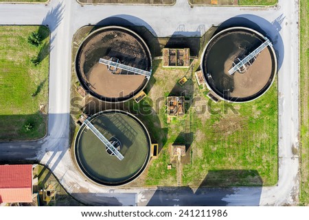 aerial view of Giannitsa city sewage treatment plant