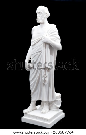Greek philosopher Socrates  (470/469 Ã?Â¢?? 399 B.C.E.) sculpture isolated on black background