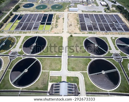 aerial view of Thessaloniki city sewage treatment plant