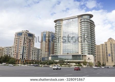 Baku, Azerbaijan, September 16, 2015: City view of the capital of Azerbaijan, Baku, in Azerbaijan.